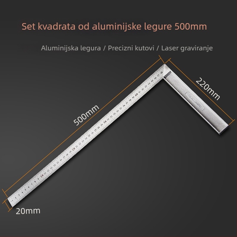 Pravokutni trokutasti mjerni alat, nehrđajući čelik, 90°, preciznost za drvoobradnju, višenamjenski s aluminijskim legurom