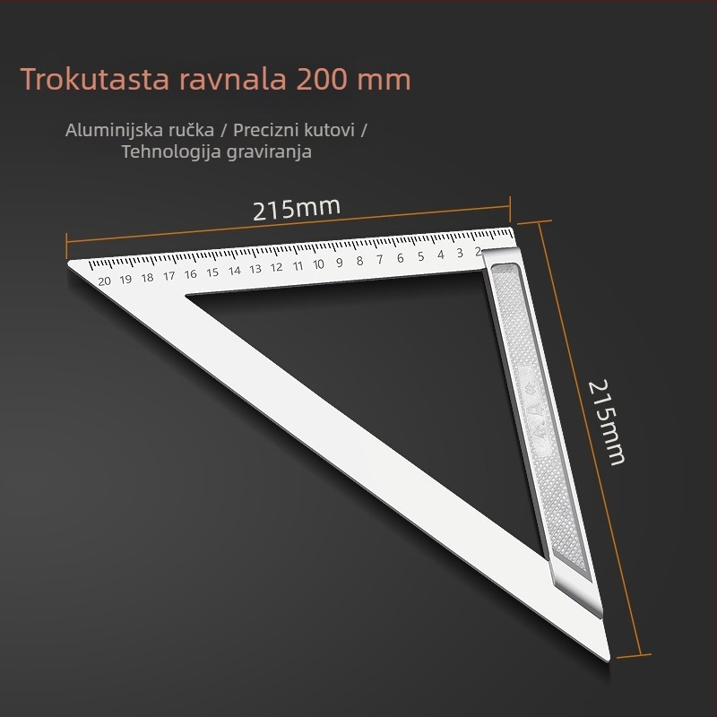 Pravokutni trokutasti mjerni alat, nehrđajući čelik, 90°, preciznost za drvoobradnju, višenamjenski s aluminijskim legurom