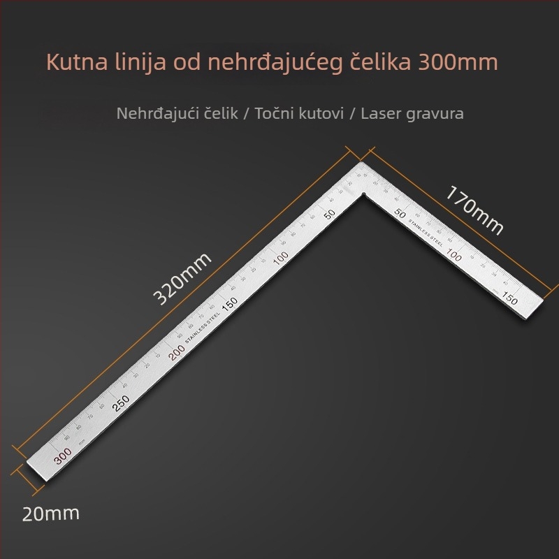 Pravokutni trokutasti mjerni alat, nehrđajući čelik, 90°, preciznost za drvoobradnju, višenamjenski s aluminijskim legurom