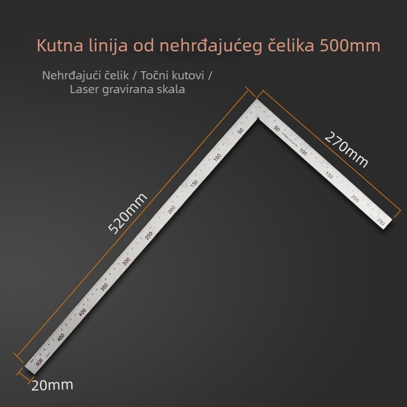 Pravokutni trokutasti mjerni alat, nehrđajući čelik, 90°, preciznost za drvoobradnju, višenamjenski s aluminijskim legurom