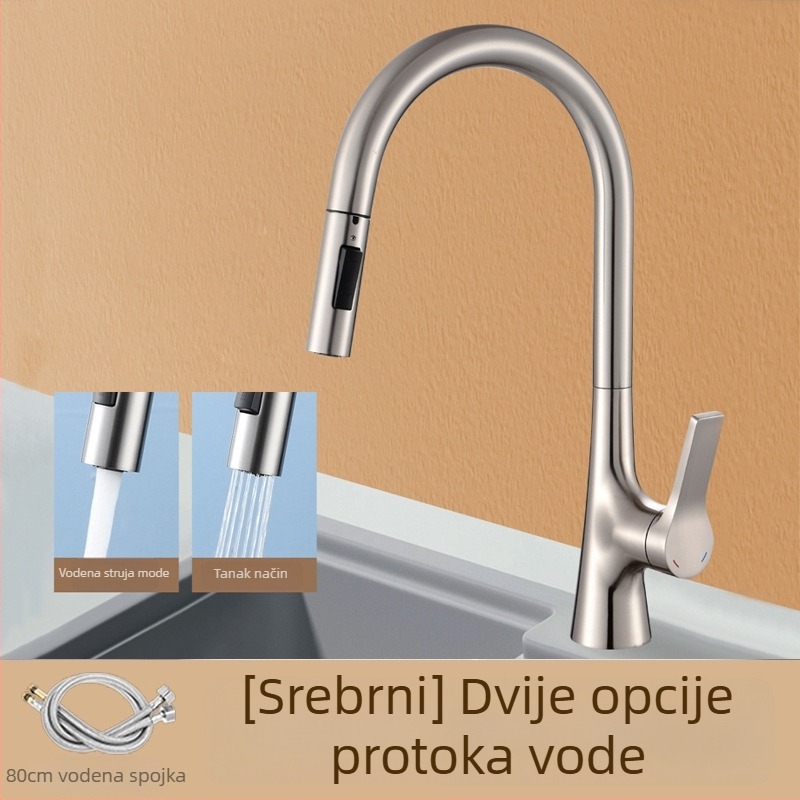 Bakrena kuhinjska izvlačna slavina, keramički disk ventil, 20 mm ulaz/izlaz, model JA-004