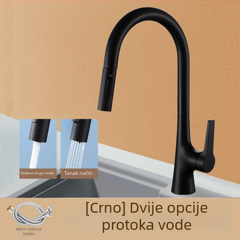 Bakrena kuhinjska izvlačna slavina, keramički disk ventil, 20 mm ulaz/izlaz, model JA-004