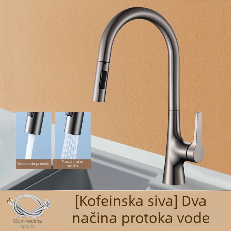 Bakrena kuhinjska izvlačna slavina, keramički disk ventil, 20 mm ulaz/izlaz, model JA-004