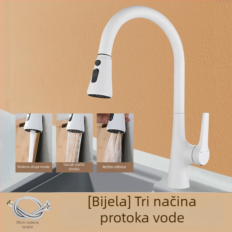 Bakrena kuhinjska izvlačna slavina, keramički disk ventil, 20 mm ulaz/izlaz, model JA-004