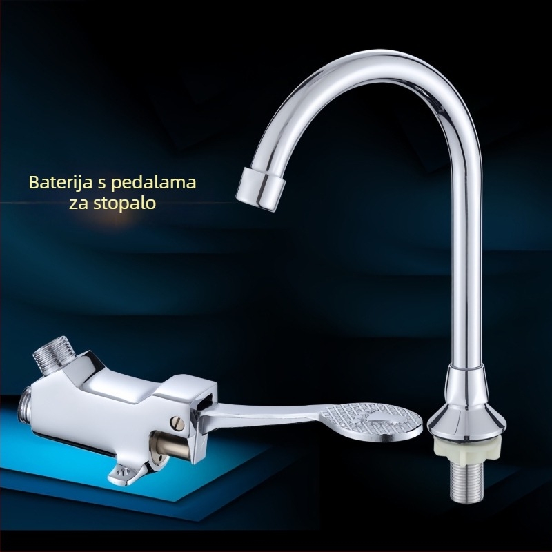 Pedalna slavina za bolničke, laboratorijske, kuhinjske i restoranske umivaonike — bakrenim jezgrom ventila, 20 mm ulaz/izlaz, 0–90 °C, 0,8–1,2 MPa