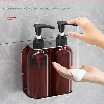 Držač za zidni dozator tekućine od nehrđajućeg čelika – ručno pritiskanje, moderni minimalistički stil, polirana površina, težina 0,4 kg