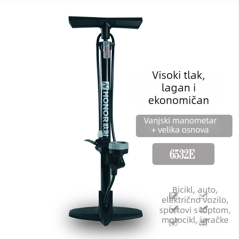 Onai pumpa za bicikl visoke tlaka s manometrom, željezni pneumatski cilindar, prilagodljivo obrađivanje, licencirana privatna oznaka