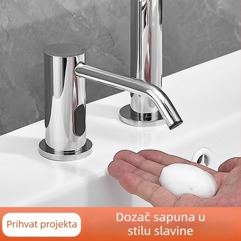 Induktivni dozator sapuna za sudoperu | nehrđajući čelik, kromirani završetak, moderni minimalistički stil (Materijal: nehrđajući čelik; Funkcija: indukcija; Težina: 1000 g)