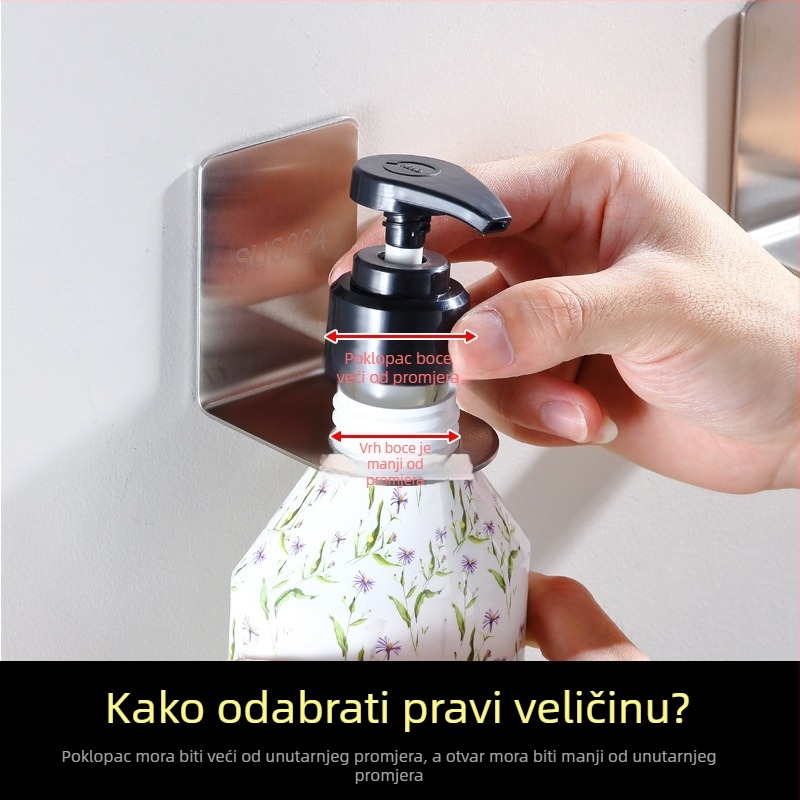 Držač gela za ruke od 304 nehrđajućeg čelika, zidni, s ručnim pritiskom, brušeni završni sloj