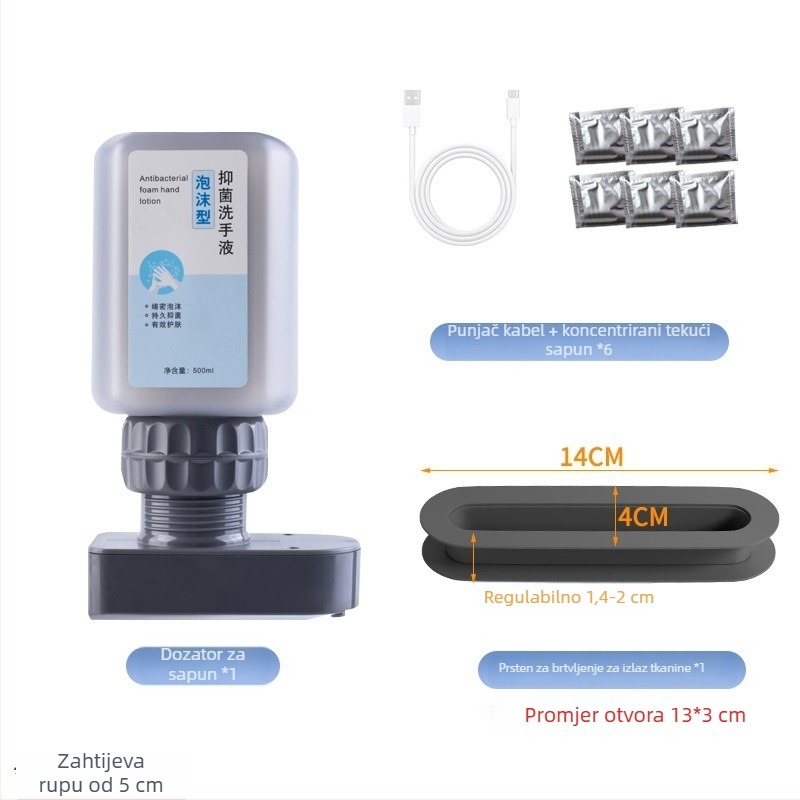 Senzorni dozator sapuna ispod ogledala, skriveni automatski dozator pjene, plast; oksidacija; moderni minimalistički stil; senzor