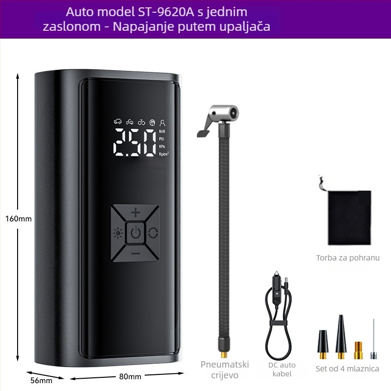 Prijenosna bežična pumpa za auto s digitalnim zaslonom — 120W, 35 L/min, visok tlak