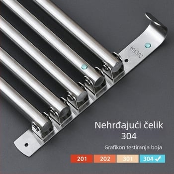 Rotirajući držač ručnika od 304 nerđajućeg čelika, bez bušenja, s pet šipki, sjajna završna obrada