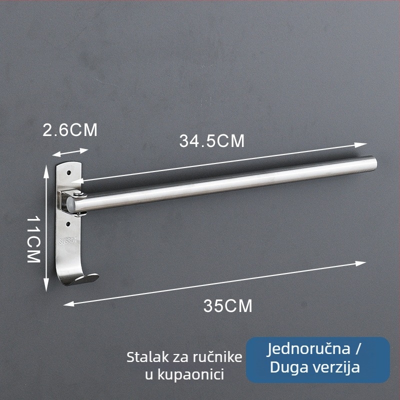Rotirajući držač ručnika od 304 nerđajućeg čelika, bez bušenja, s pet šipki, sjajna završna obrada