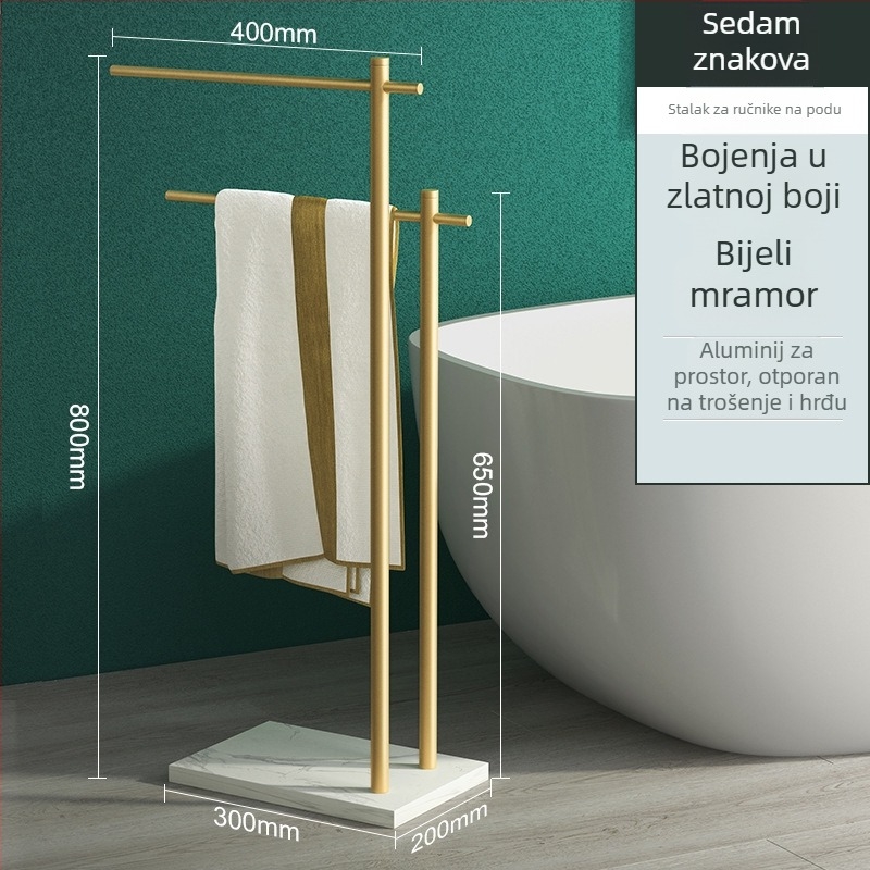 Stalak za ručnike u kupaonici, aluminijska legura, dva sloja, nosivost 20 kg, oksidirana površina, moderan minimalistički stil