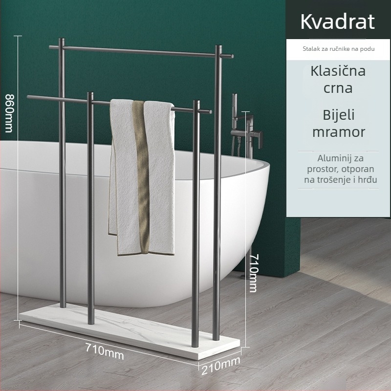 Stalak za ručnike u kupaonici, aluminijska legura, dva sloja, nosivost 20 kg, oksidirana površina, moderan minimalistički stil