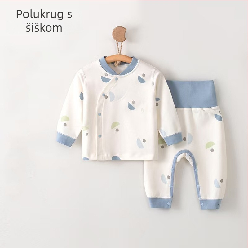 Dječji komplet od 100% pamuka - dvodijelni set: gornji dio s dugim rukavima i hlače, za novorođenčad do 12 mjeseci, jesen-zima-proljeće, karikaturni uzorak