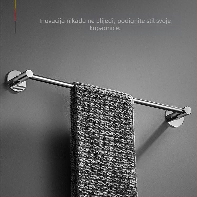 Plastični držač za ručnike u kupaonici, s jednom šipkom, montaža bez bušenja (Plastika; Jedna šipka; Montaža Bez Bušenja)