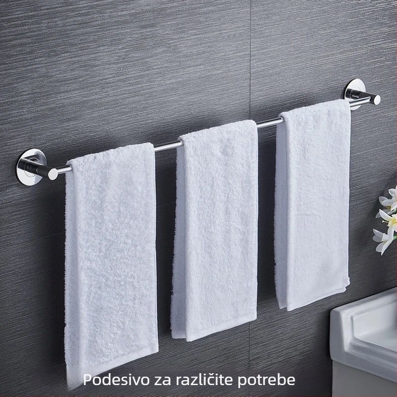 Plastični držač za ručnike u kupaonici, s jednom šipkom, montaža bez bušenja (Plastika; Jedna šipka; Montaža Bez Bušenja)
