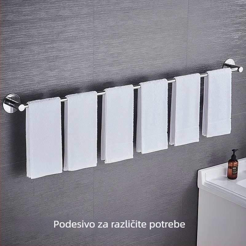 Plastični držač za ručnike u kupaonici, s jednom šipkom, montaža bez bušenja (Plastika; Jedna šipka; Montaža Bez Bušenja)