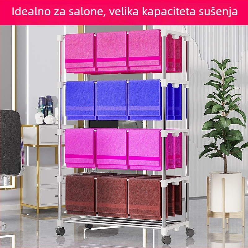 Podna stojna za ručnike od nehrđajućeg čelika, stalak za ručnike, kineski stil, za frizerske salone, autopraonice i hotele