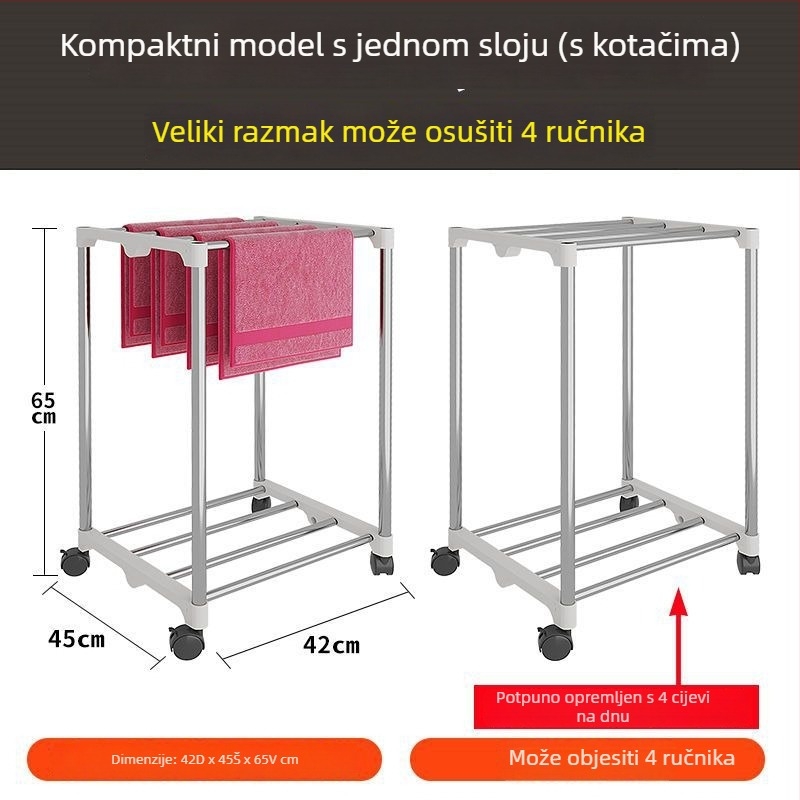 Podna stojna za ručnike od nehrđajućeg čelika, stalak za ručnike, kineski stil, za frizerske salone, autopraonice i hotele