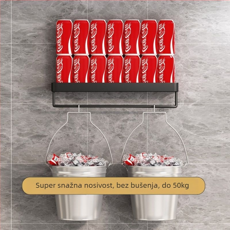Zidna polica za kupaonicu, bez bušenja, nordijski stil, od željeza, 1 polica, nosivost do 1 kg, završna obrada sprejom plastike