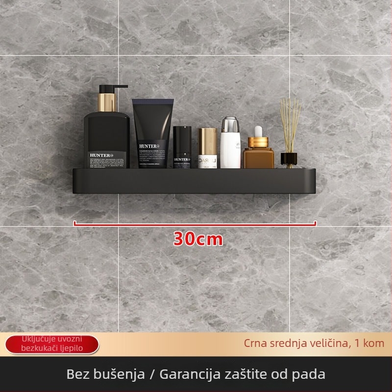 Zidna polica za kupaonicu, bez bušenja, nordijski stil, od željeza, 1 polica, nosivost do 1 kg, završna obrada sprejom plastike