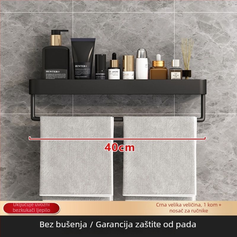 Zidna polica za kupaonicu, bez bušenja, nordijski stil, od željeza, 1 polica, nosivost do 1 kg, završna obrada sprejom plastike