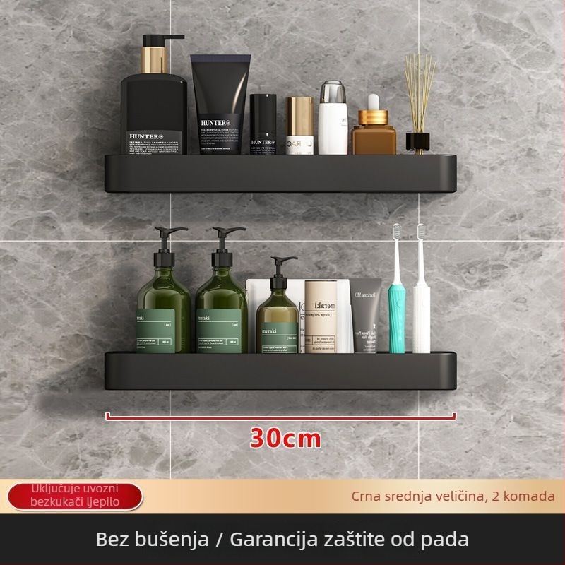 Zidna polica za kupaonicu, bez bušenja, nordijski stil, od željeza, 1 polica, nosivost do 1 kg, završna obrada sprejom plastike