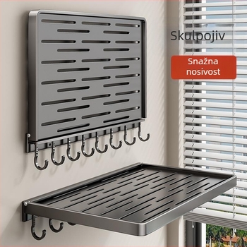 Sklopivi aluminijski stalak za kupaonicu za ručnike i odjeću, montaža bez bušenja, moderni minimalistički dizajn