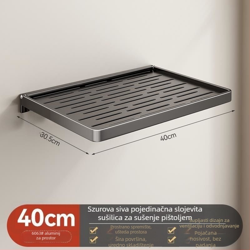 Sklopivi aluminijski stalak za kupaonicu za ručnike i odjeću, montaža bez bušenja, moderni minimalistički dizajn