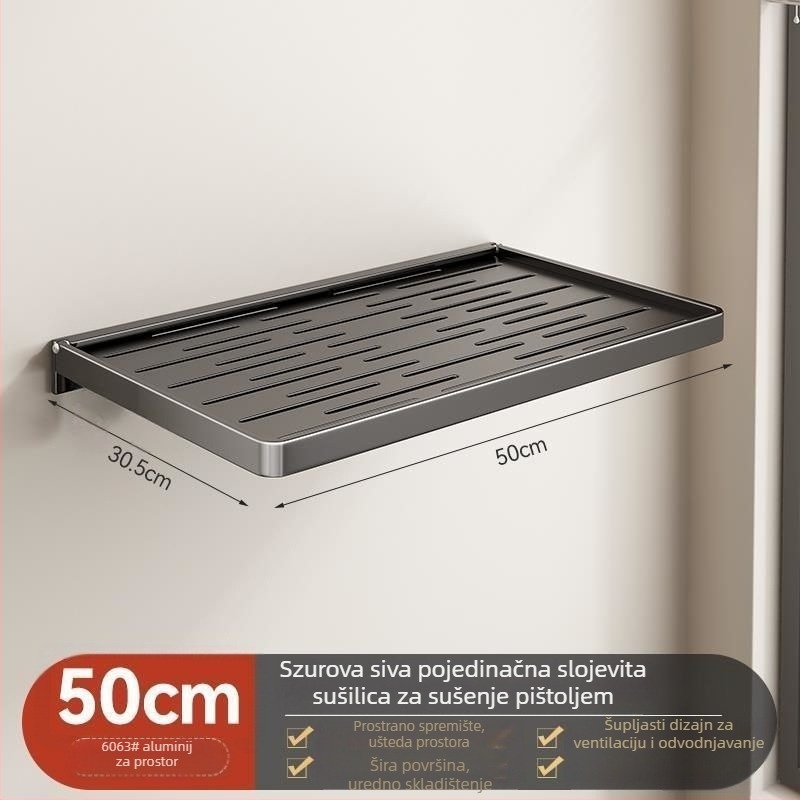 Sklopivi aluminijski stalak za kupaonicu za ručnike i odjeću, montaža bez bušenja, moderni minimalistički dizajn