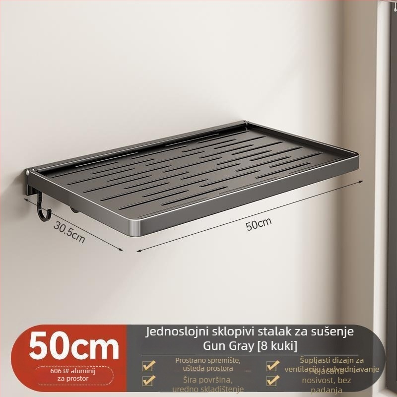 Sklopivi aluminijski stalak za kupaonicu za ručnike i odjeću, montaža bez bušenja, moderni minimalistički dizajn