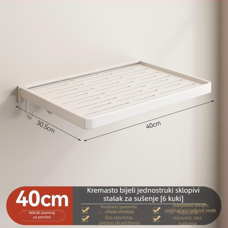 Sklopivi aluminijski stalak za kupaonicu za ručnike i odjeću, montaža bez bušenja, moderni minimalistički dizajn