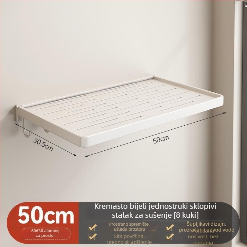 Sklopivi aluminijski stalak za kupaonicu za ručnike i odjeću, montaža bez bušenja, moderni minimalistički dizajn
