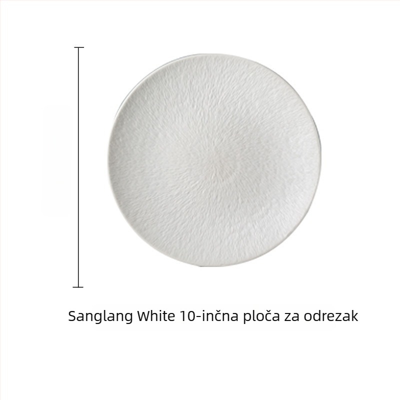 Porcelanski plosnati tanjur, kružnog oblika, prugast uzorak, japanskog stila, pogodan za mikrovalnu