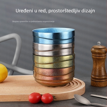 Dvostruko slojeviti titanijski set zdjela za vanjsku upotrebu – luksuzno posuđe s Crystal Ice Flower površinom