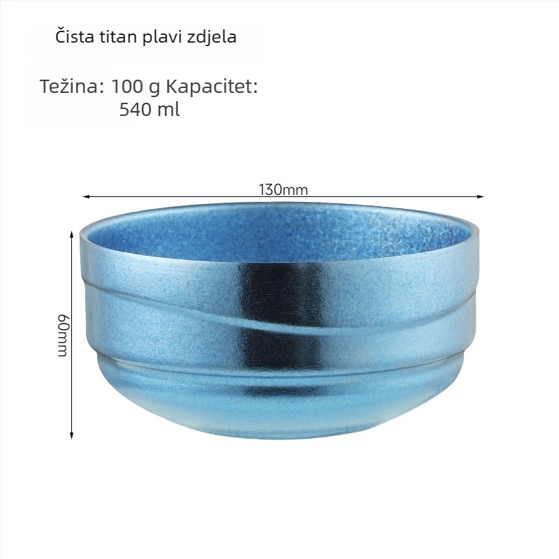 Dvostruko slojeviti titanijski set zdjela za vanjsku upotrebu – luksuzno posuđe s Crystal Ice Flower površinom