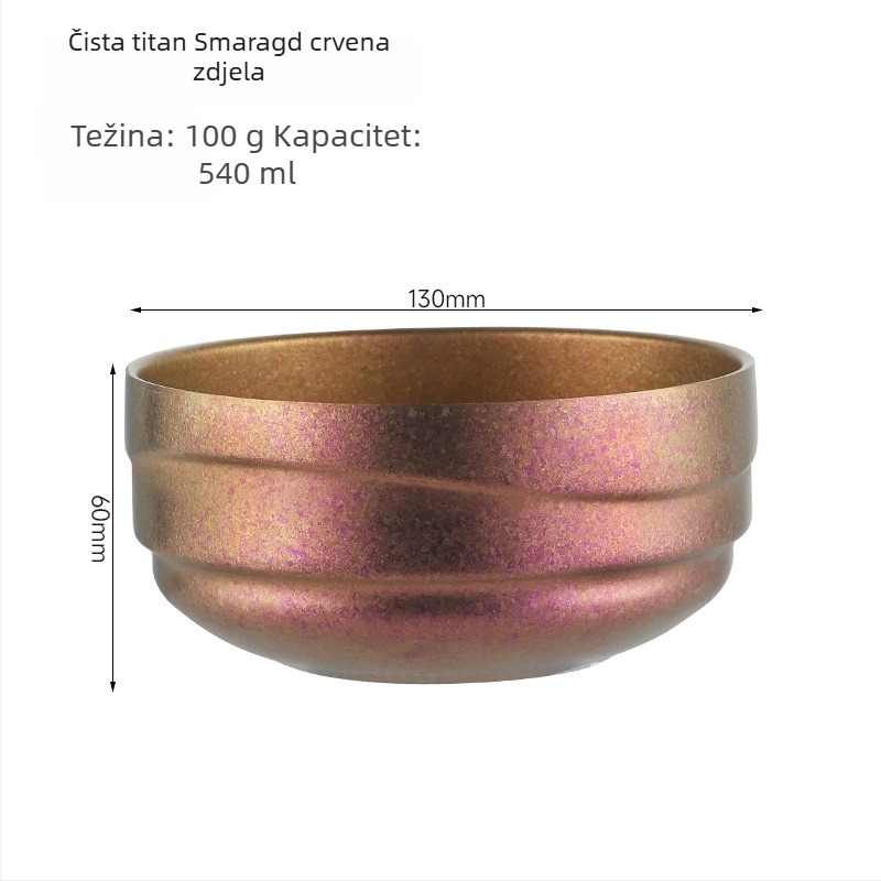 Dvostruko slojeviti titanijski set zdjela za vanjsku upotrebu – luksuzno posuđe s Crystal Ice Flower površinom