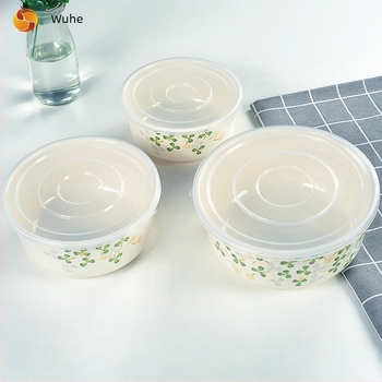 Trodjelni melamin set zdjela za nudle s motivom cvijeta breskve i kutija za ručak, kružnog oblika