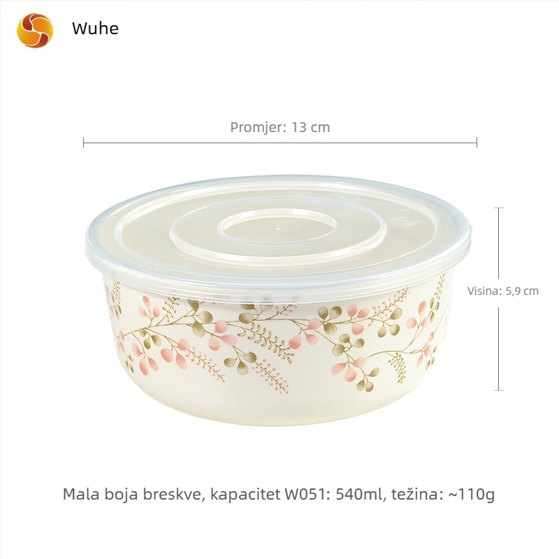 Trodjelni melamin set zdjela za nudle s motivom cvijeta breskve i kutija za ručak, kružnog oblika