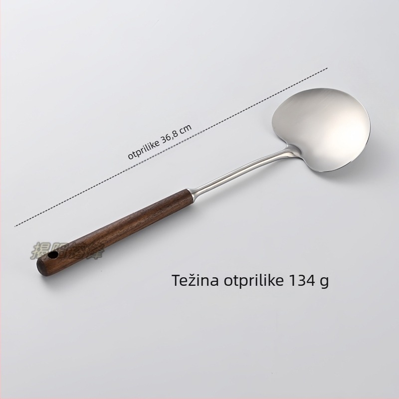 Set žlice i špatule – drška od orahovog drveta, glava od 304 nehrđajućeg čelika, za duboke posude i kuhanje gljiva
