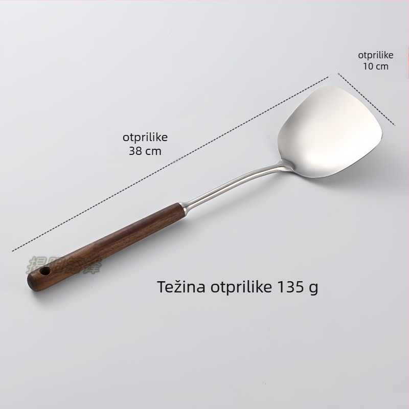 Set žlice i špatule – drška od orahovog drveta, glava od 304 nehrđajućeg čelika, za duboke posude i kuhanje gljiva