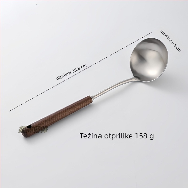 Set žlice i špatule – drška od orahovog drveta, glava od 304 nehrđajućeg čelika, za duboke posude i kuhanje gljiva