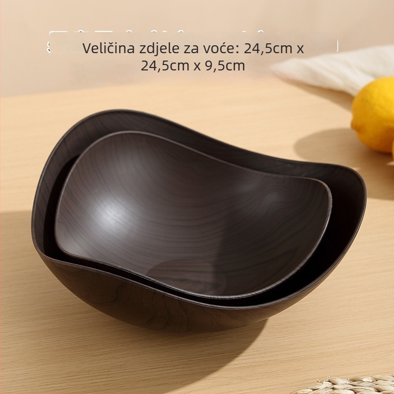 Plastični tanjur za voće s imitacijom drveta, nepravilnog oblika, za kućni dnevni boravak, za izlaganje voća i sušenog voća, u srednjevjekovnom stilu s laganim luksuznim retro dojmom