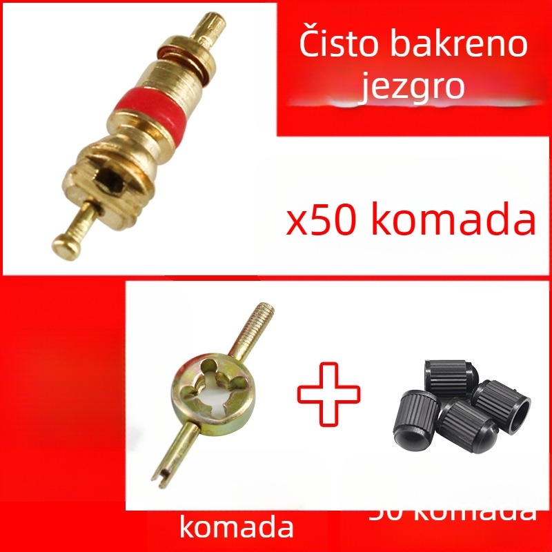 Tubeless ventil s bakrenim jezgrom, velika šuplja jezgra, talijanski navoj, opće namjene