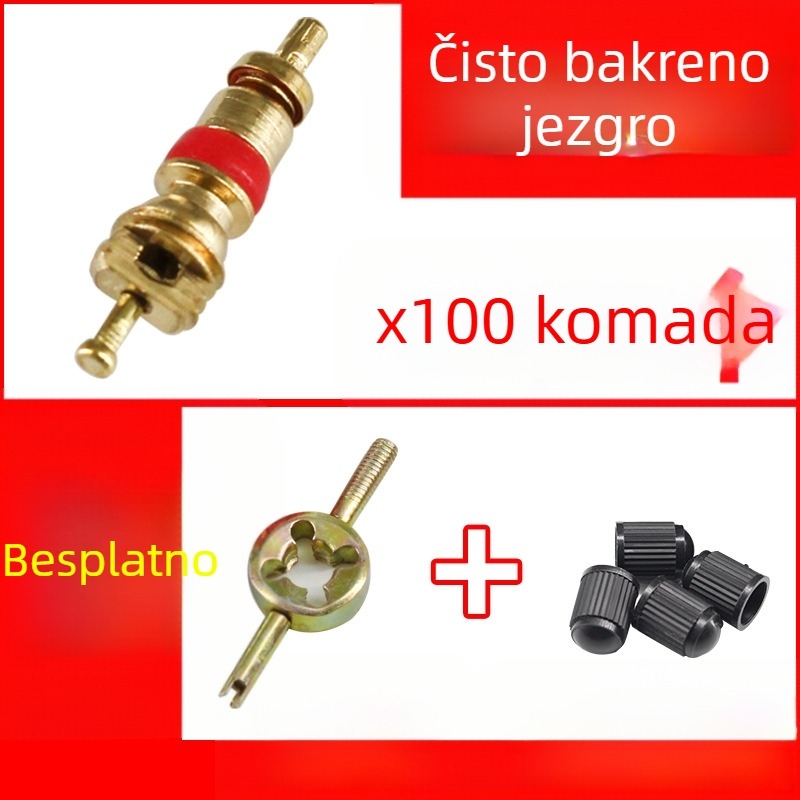 Tubeless ventil s bakrenim jezgrom, velika šuplja jezgra, talijanski navoj, opće namjene