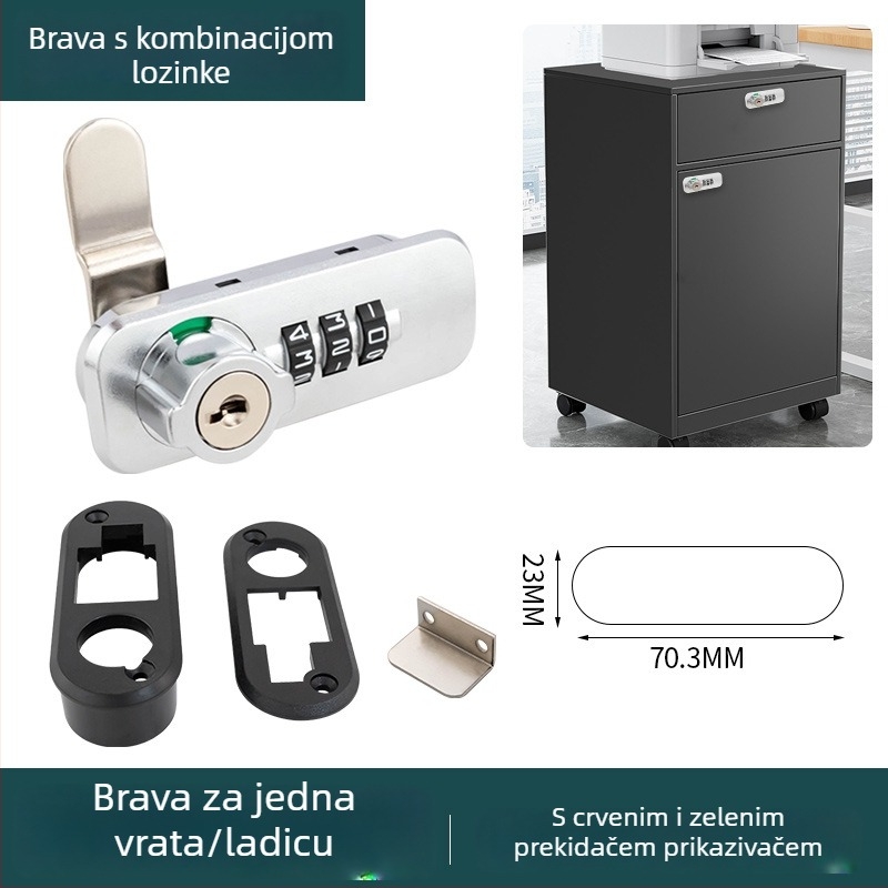 Uredska arhivska ormarić s brojčanom kombinacijom i trostrukim interlock mehanizmom, tip numerički, model 666061-11, materijal: cinkova legura + ABS