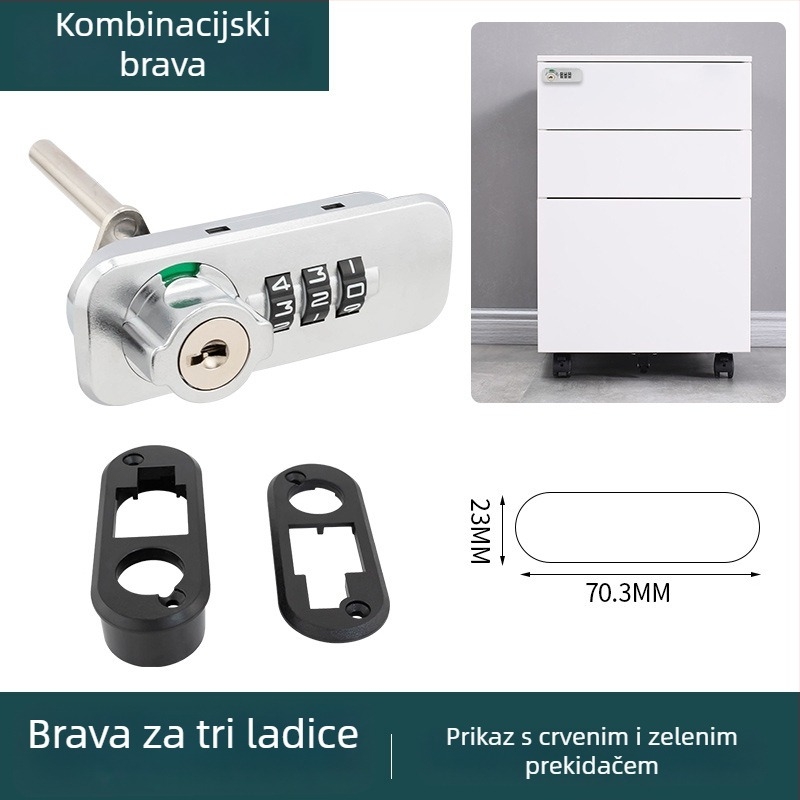 Uredska arhivska ormarić s brojčanom kombinacijom i trostrukim interlock mehanizmom, tip numerički, model 666061-11, materijal: cinkova legura + ABS