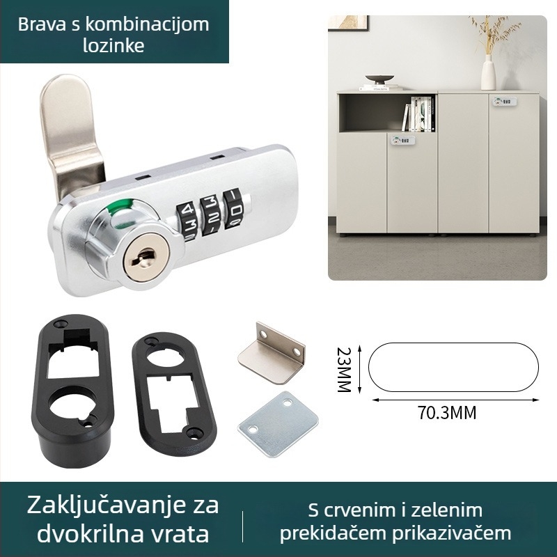 Uredska arhivska ormarić s brojčanom kombinacijom i trostrukim interlock mehanizmom, tip numerički, model 666061-11, materijal: cinkova legura + ABS